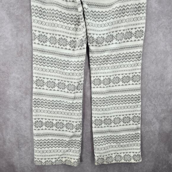 Old Navy White Gray Fleece Snowflake Sleep Pajama Bottoms Pants M Medium - Picture 6 of 8